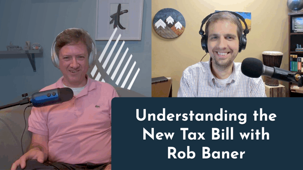 Video thumbnail of a conversation between Jude and Rob - where they are both smiling speaking about the new tax bill with Rob Baner.